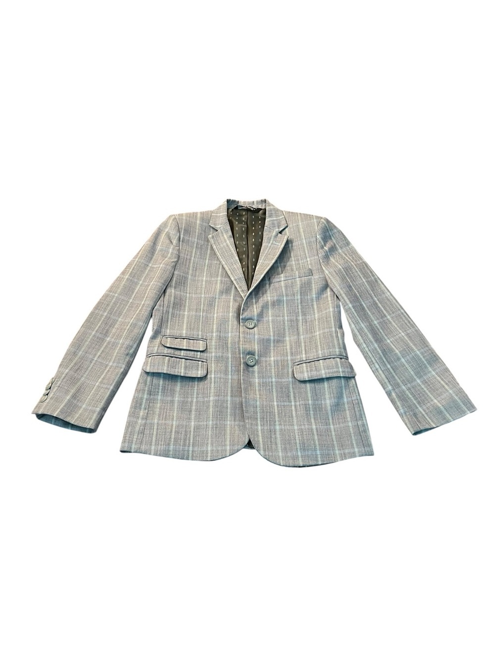 Leo & Zachary Gray Plaid Kids Blazer with Notch Lapel Size 12